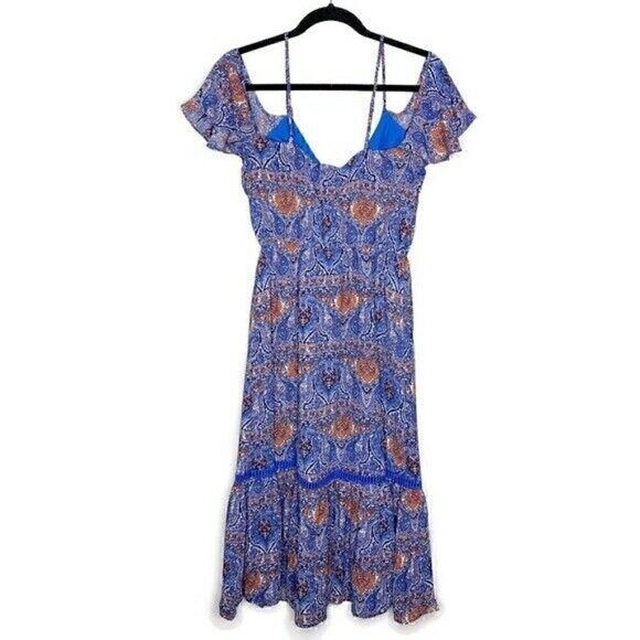 Jack by BB Dakota Dress Size Small Women's Marrakeh Blue Off Shoulder NEW - Picture 4 of 7